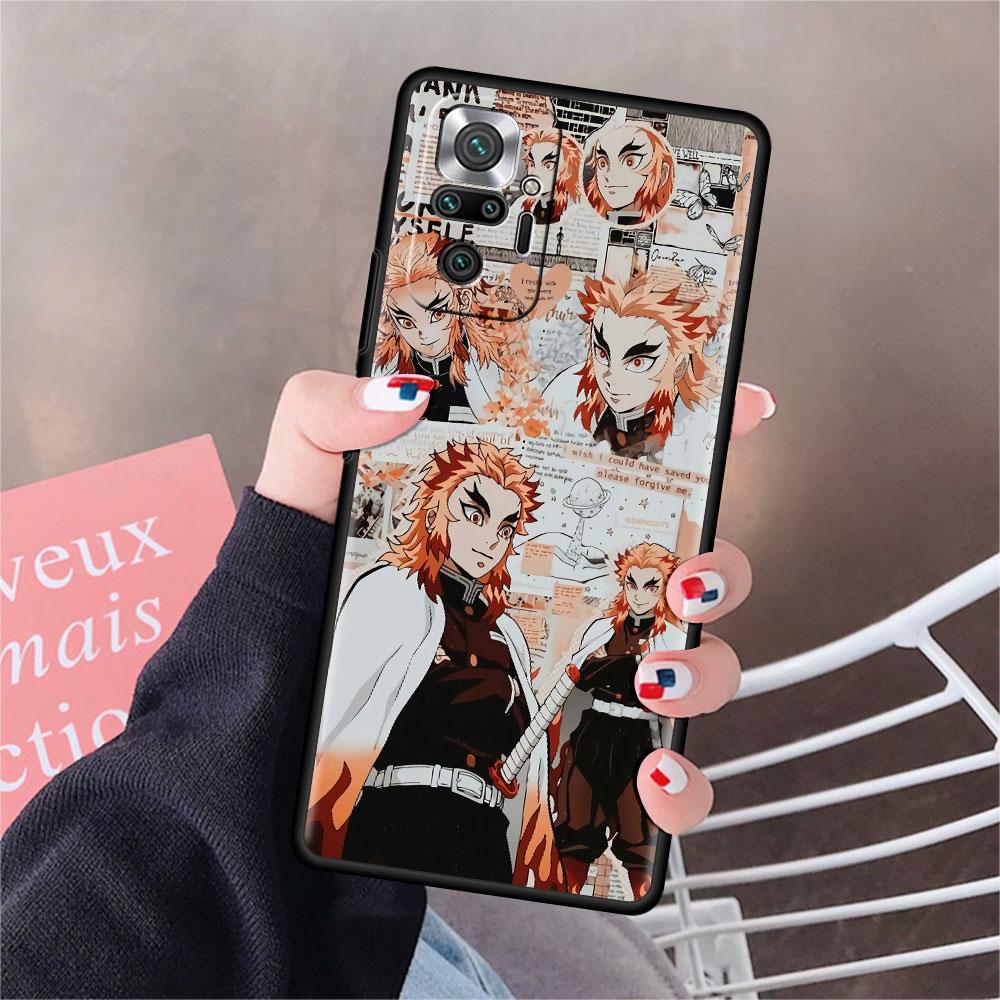 Роскошный черный чехол для телефона Xiaomi Redmi Note 11 10 9 8 7 Pro 9S 9A 9C 10s 8T K40 10C 10S Funda Cover Kimetsu Yaiba Demon Slayer