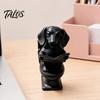 Забавная 3D-печатная фигурка таксы, сидящей на унитазе и читающей книгу, Водонепроницаемый матовый белый декор с широким устойчивым основанием, Оригинальное украшение для