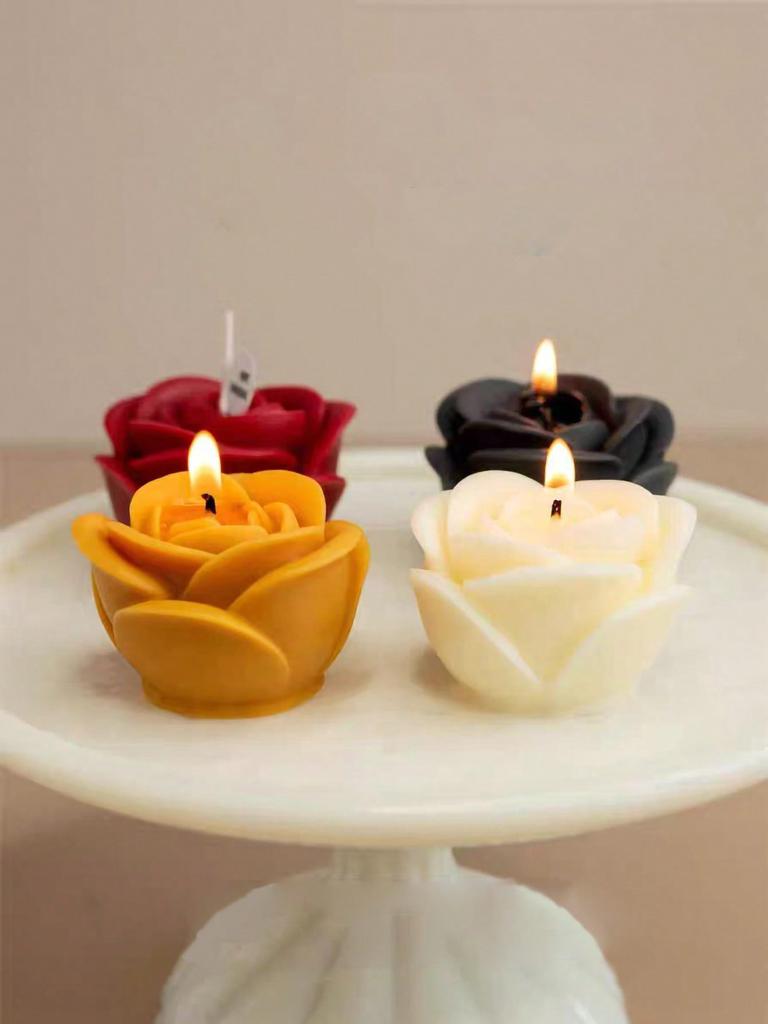 1PC New 3D Flower Silicone Candle Molds Handmade Rose Flower Soap Plaster Chocolate Baking Mold for Valentine's Day Decoration G