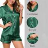 Women Silk Pajamas Set Button Down Tops and Trousers Two-Piece Suit Sleepwear Loungewear Solid Pajama Ladies Nightwear Homewear