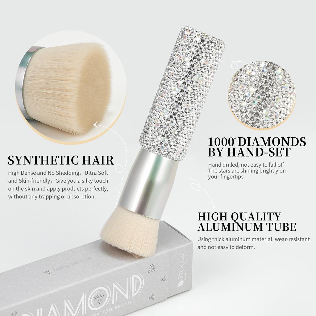 DUcare Кисть для тональной основы со стразами, алмазная кисть для макияжа, кисть кабуки с плоской вершиной, синтетический профессиональный инструмент для смешивания жидкостей, минеральная пудра, инструмент для макияжа