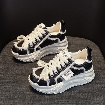 Взрывная версия интернет-знаменитости кроссовки папы женские 2025 весна новинка 7м маленькие повседневные на толстой подошве увеличивающие рост белые туфли студенческая обувь