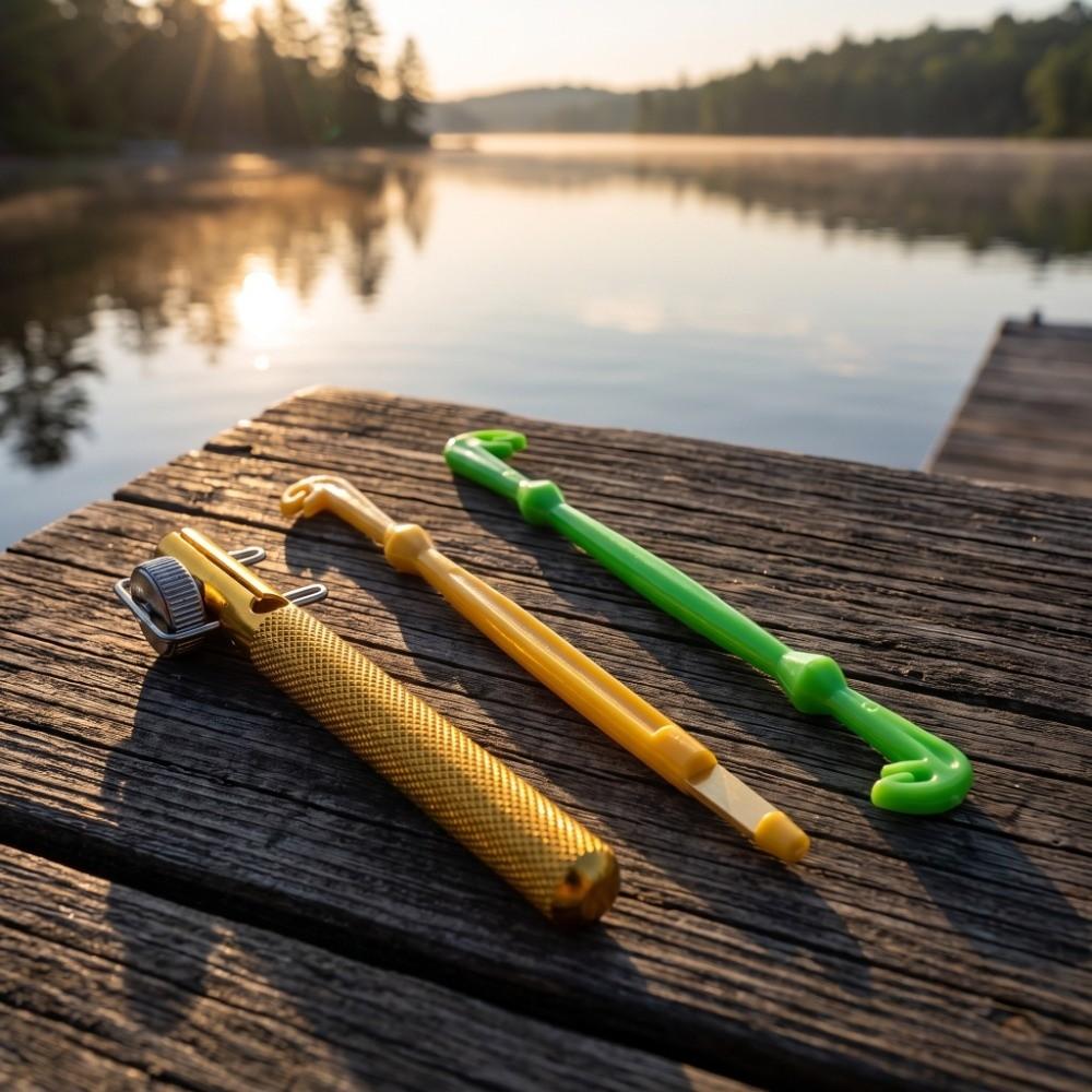 3 Sets with Disgorgers Fishing Hook Ties Aluminum Alloy Fishing Line Tie Tool Casting Fishing