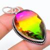 Bi-Color Tourmaline Gemstone Handmade 925 Sterling Silver Pendant 2.21" g5W01