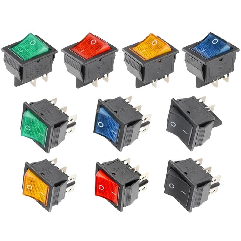 5 шт. KCD4 Тумблер Вкл Выкл со Светодиодом 4 16A 250V 220V Маленький 6-контактный 4-контактный Свет для 2-позиционной лампы 10A Ракета