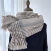 Women's Elastic Soft Plaid Scarf  Striped Winter Warm Scarf with Tassel Trim, Versatile Fashion Accessory for Casual Outings