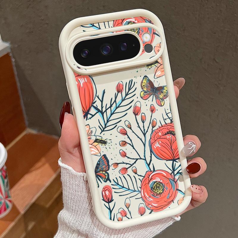 Мягкий противоударный чехол TPU с цветочным принтом для Google Pixel 9 Pro XL 8 Pro 8A, защитный матовый чехол для телефона