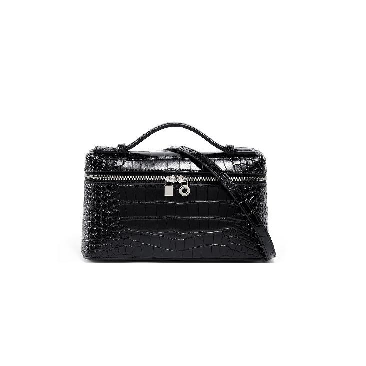 2025 New Cowhide Small Bag Crocodile Pattern Lunchbox Bag High-end Handbag Genuine Leather Women's Bag Shoulder Crossbody Bag