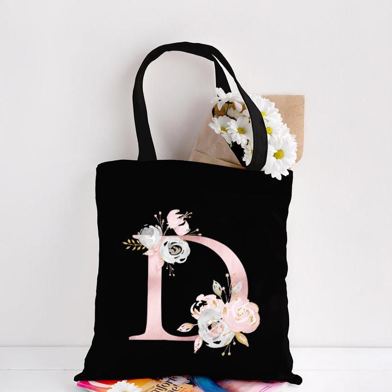 Холщовая большая сумка с цветочным узором с буквами, шопинг, путешествия, женские эко многоразовые сумки через плечо