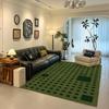 Ковер для гостиной в средневековом стиле, зеленый клетчатый коврик, коврик для спальни, прикроватный, для дивана, ретро, напольный мат, петлевой вельвет, большой площади, ковры для домашнего декора