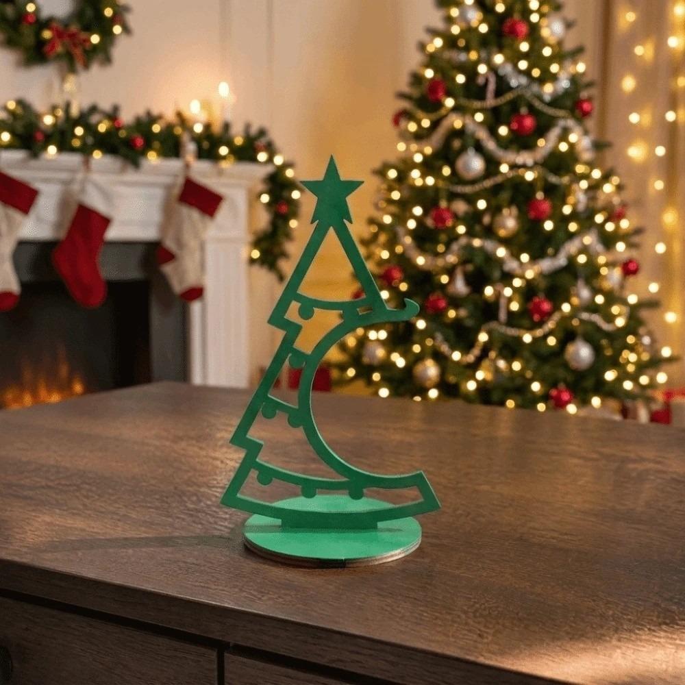 3D Printed Christmas Tree Ornament with Star Tabletop Decor New Desktop Christmas Tree Indoor