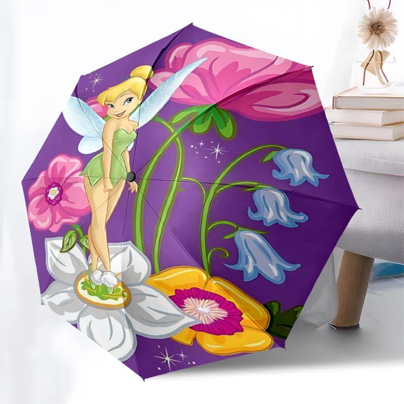 Tinker bell Themed Travel Umbrella-8 Ribs Automatic Opening and Closing, Portable Folding Design, Compact and Stylish Umbrella Suitable for