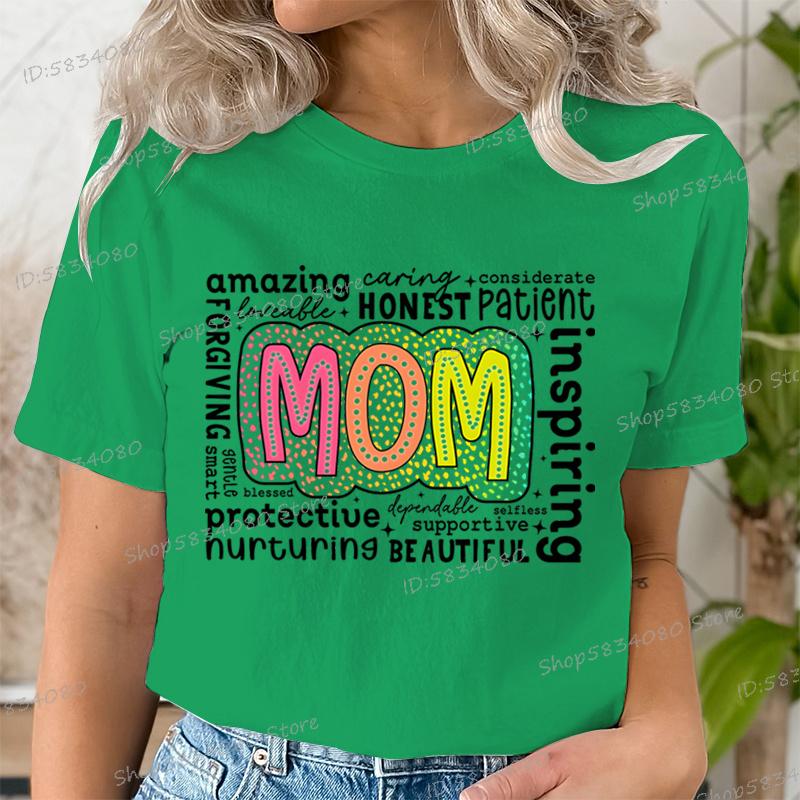 Retro Mother Fashion Casual Tops Gift for Mom Funny T Shirts Mothers Day Classic Tops Mom Life Printed Tshirt Womens Clothing