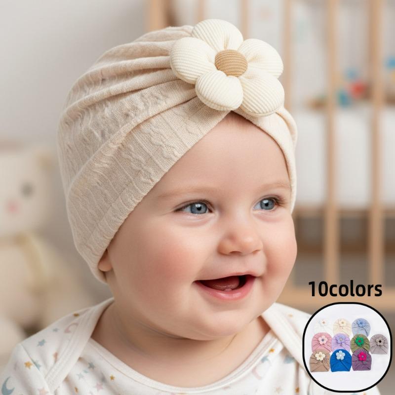 Baby Warm Flower Pullover Hat Baby Jacquard Striped Indian Hat Four Seasons Soft Girls Hair Hat