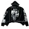 Loose Dark Gothic Patchwork Graphic Hoodie Retro Punk Streetwear Women