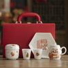 Mutton-fat Jade Ceramic Teapot Gift Set