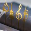 Gold Musical Note Meta Book Maker Metal Paper Clips Fashion Musical Instruments Bookmark  Student