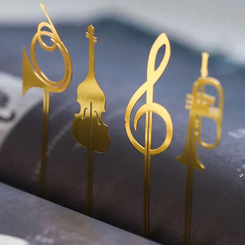 Gold Musical Note Meta Book Maker Metal Paper Clips Fashion Musical Instruments Bookmark  Student