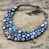 Ожерелье Owyhee с грубым синим опалом, медное ожерелье, изготовленное гальваническим методом, регулируемая цепочка, ожерелье ручной работы, ожерелье из драгоценных камней, медные украшения для подарка