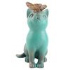 Cat Figurine Exquisite Details Retro Style Mottled Texture Resin Sitting Cat Statue for Garden
