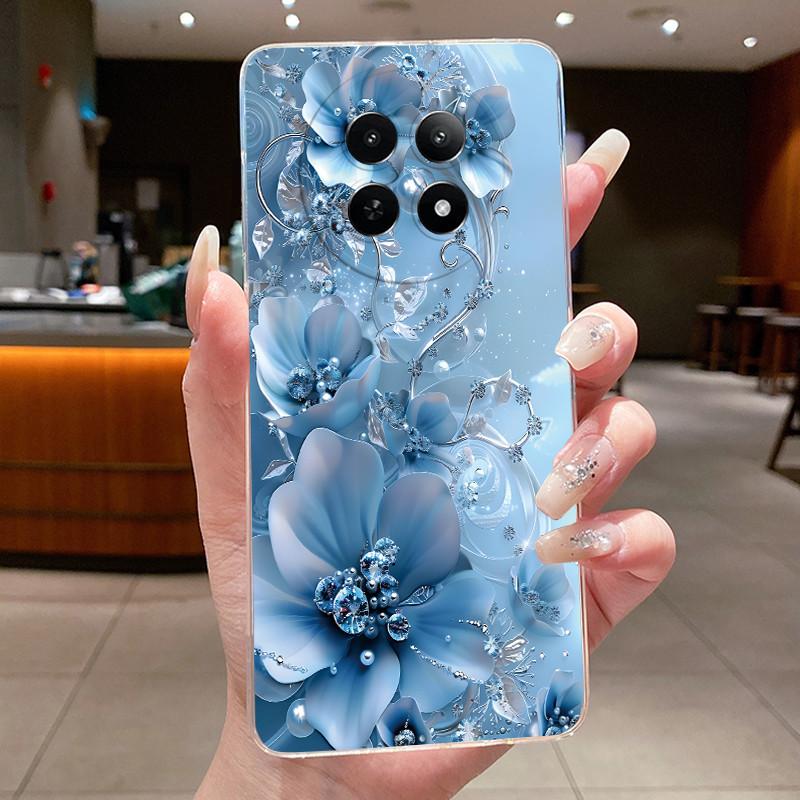 Чехол для Realme 13 13+ 5G Корпус Роскошная Мода Бабочки Цветы Прозрачный Мягкий ТПУ Силиконовый Чехол для Телефона Для Realme 13 Plus 5G Чехол