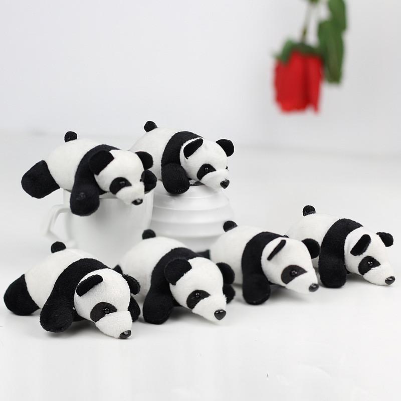 Adorable Plush Panda Keychain 10cm Soft Short Plush Toy With Pp Cotton Filling