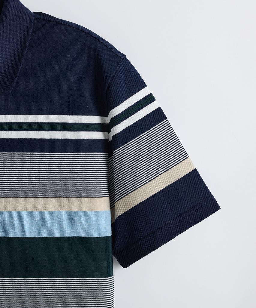 STCO Diems Ripple Weave Striped Round Short Sleeve T-Shirt_Navy (Classic Fit)_Dtsxb13Ctn