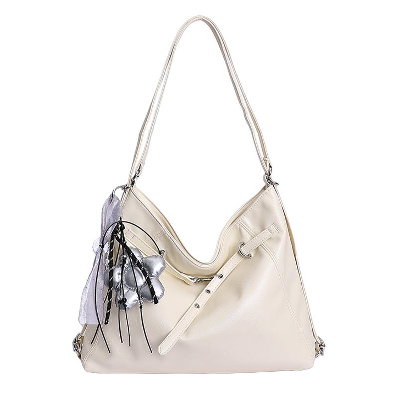 New Retro Large-Capacity Tote Bag Women'S Fashion High-Texture Shoulder Bag Trendy Multi-Functional Backpack