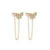 TIANDE Exquisite Zircon Tassel Chain Dangle Earrings for Women Fashion Gold Color Pierced Ear Stud Earrings Jewelry Accessories