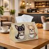 1pc Cute Cafe Lifestyle Tissue Box - Chihuahua Dog Coffee Cup Napkin Storage Box, Suitable for Rolls/Facial Tissues/Single Sheets, Two Sizes Available