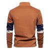 Мужские толстовки с воротником-стойкой и застежкой-молнией на четверть метра, повседневный пуловер в стиле пэчворк, толстовка из смеси хлопка для мужчин
