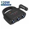3 In 1 USB Type C Socket 120W Car Cigarette Lighter Splitter 12V 24V Fast Charger Phone Power Adapter for Car DVR GPS Dashcam