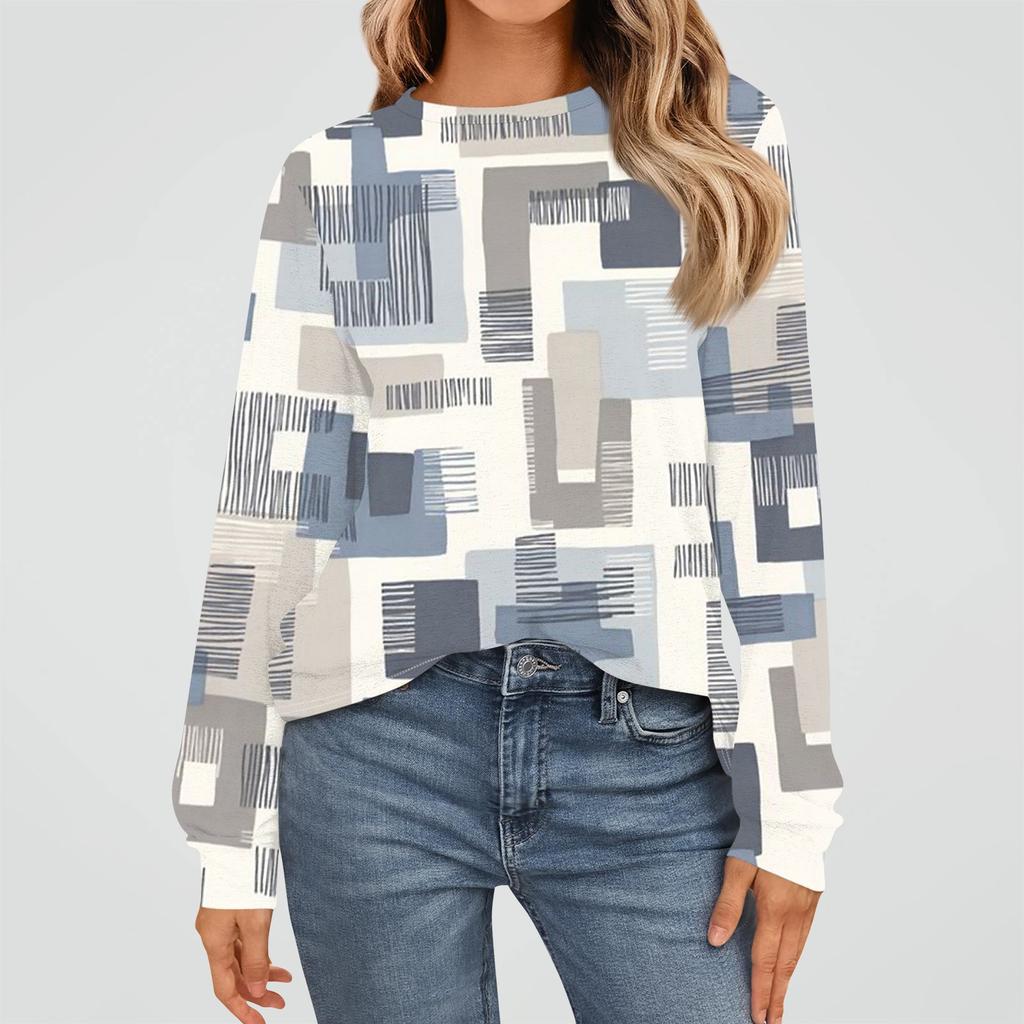 Women's Fashion Long Sleeve Shirts Loose Fitted Crewneck Basic Tops Casual Outfits