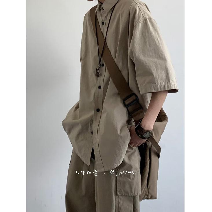 Рубашка с короткими рукавами в стиле ретро в гонконгском стиле, мужская летняя японская свободная рабочая одежда, повседневная куртка с рукавами пять четвертей