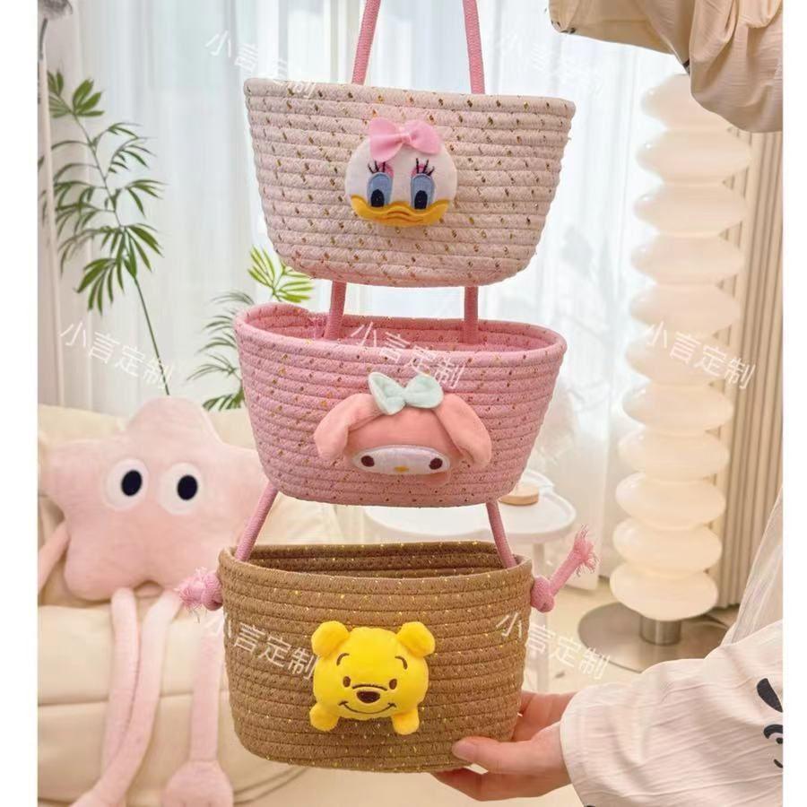 Cotton Thread Wall Hanging Basket for Dormitory Storage