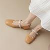 Women Mary Janes Pumps Square Toe Thick Low Heels Glove Shoes Ladies Fashion Shoes Spring Autumn Black Beige Khaki 43