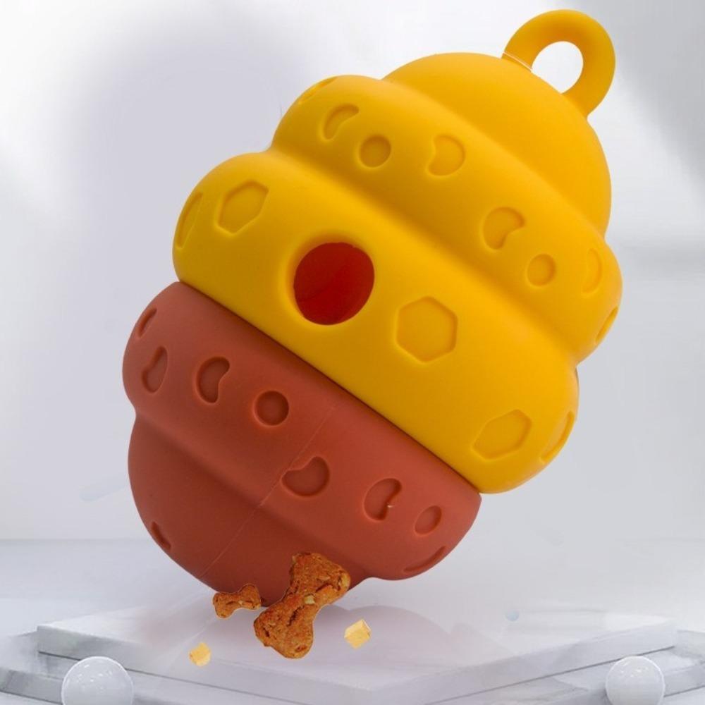 Bite Resistant Feeding Dog Toy Leak Proof Pet Slow Food Bowl Cartoon Pinecone Shape Dog Toy Home