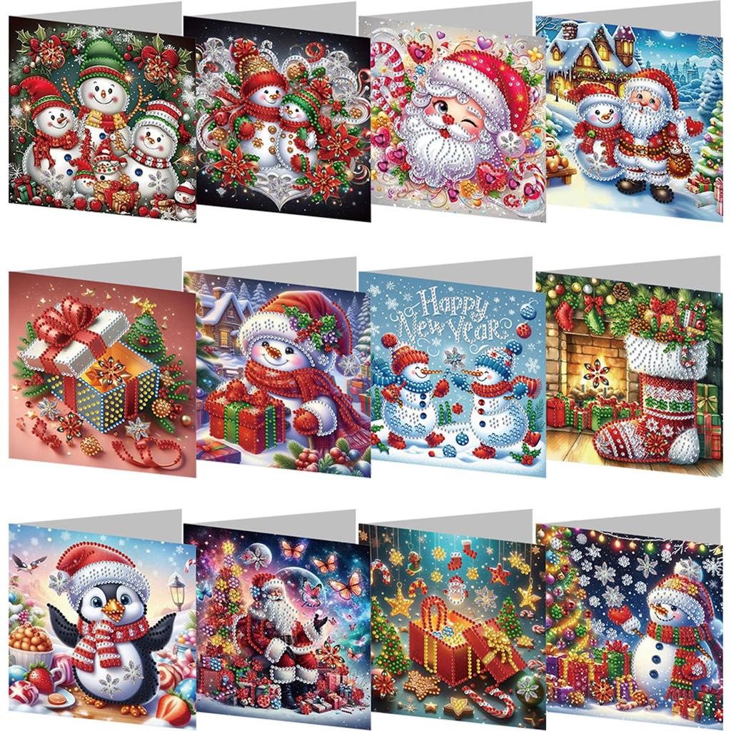 4-12 шт. 5D Стразы Искусство Поздравительная Открытка на День Рождения Ручная работа Алмазная Живопись Рождественская Фестивальная Открытка Открытка Благодарности Для Семьи А