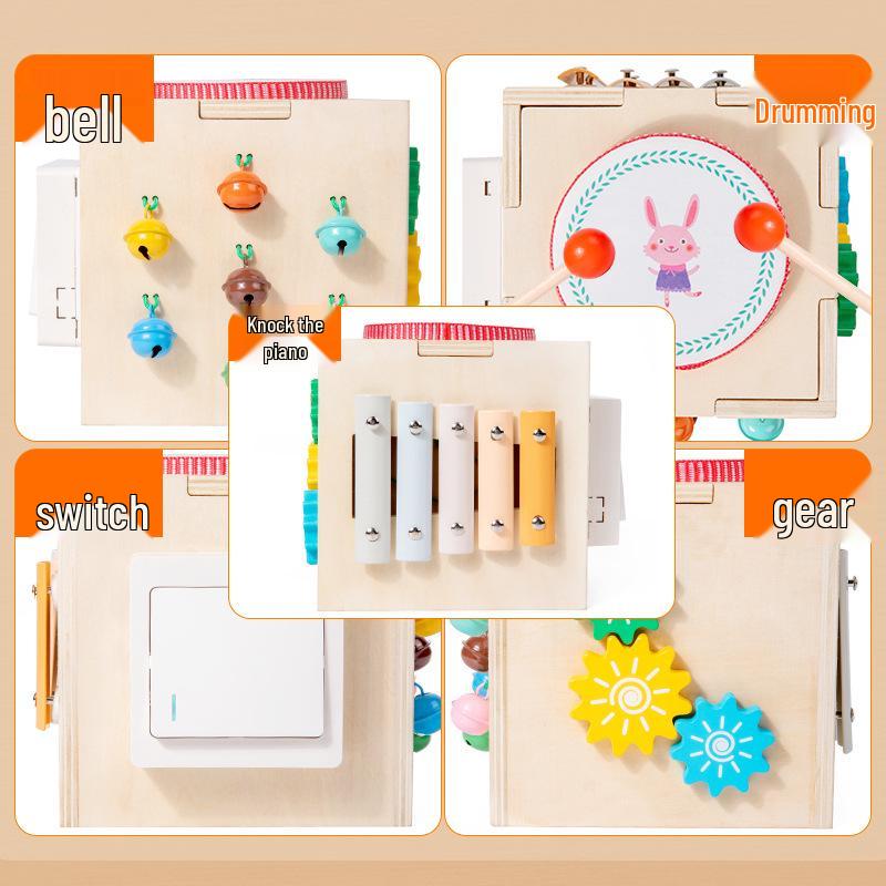 Деревянная многофункциональная музыкальная шкатулка: Развивающая игрушка для раннего детства (0-3 года) с перкуссионным барабаном