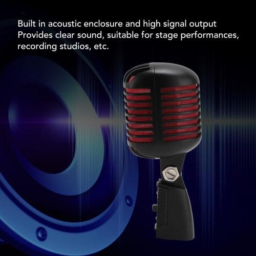 Retro Dynamic Vocal Microphone, Old Vintage Style Cardioid Microphone, Zinc Alloy Classic Microphone for KTV, Live Performance, Studio Recording, Podc