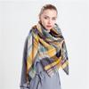 Fashion Square Scarf, Autumn and Winter Imitation Cashmere Yellow and Gray Plaid Scarf, Dual-purpose Shawl