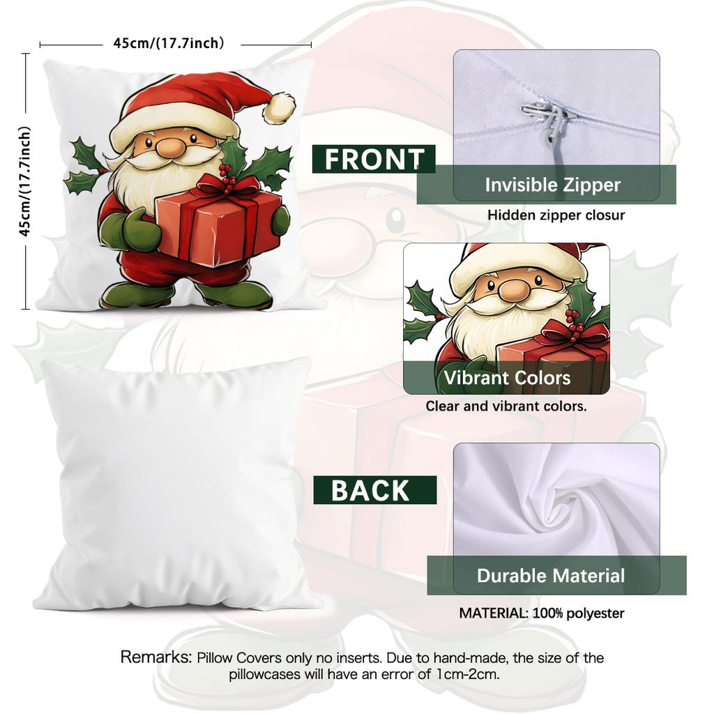 1Pcs Christmas Snowman Pillowcase Square Bedroom Cushion Covers Zipper Chair Living Soft Comfortable Home Decor 45X45Cm