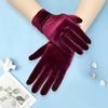 Женские короткие эластичные перчатки из золотистого бархата, зимние флисовые перчатки, устойчивые к холоду