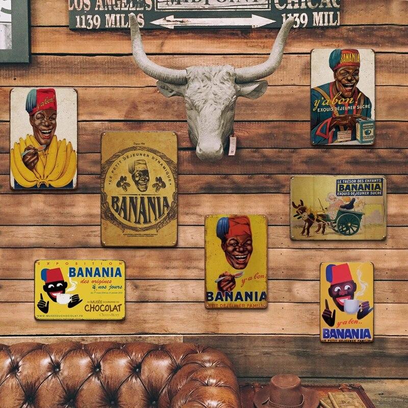 France BANANIA Metal Sign Wall Poser Funny Tin Painting Plaque Retro Vintage Decorative Iron Painting PUB Room Hotel Decor