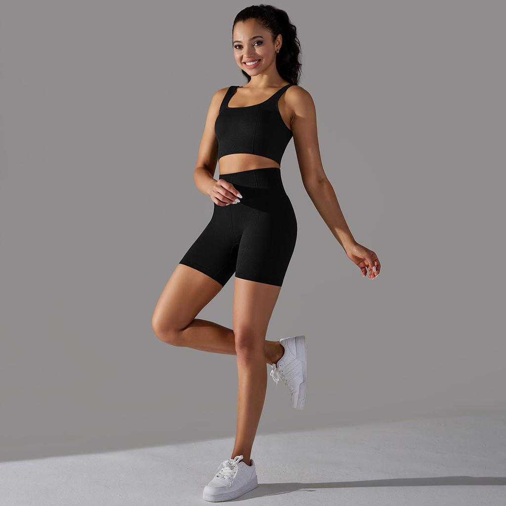 Nessaj Женская спортивная одежда без рукавов для бега на животе, короткие шорты для фитнеса, бесшовный комплект для йоги с высокой талией