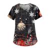 Women's Fashion V-Neck Short Sleeve Workwear With Pocket Christmas Printed Top