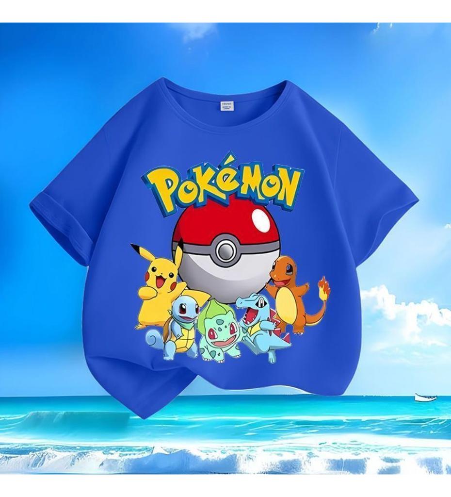 2026 Pokémon Childrens Pure Cotton Printed TShirt Girls Pikachu Boys Summer Y2K Loose Casual ShortSleeve Top New Arrival