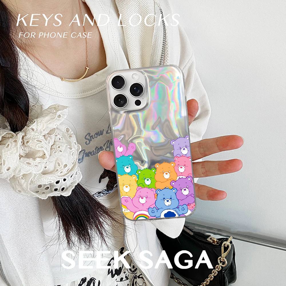 Cartoon Care Bears Phone Case For IPhone 16 15 14 13 12 11 Pro Max Mini X Xs XR Transparent Case