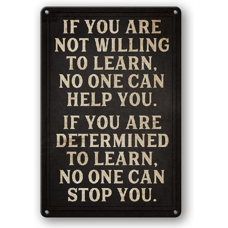 Vintage Motivational Wall Art Office Metal Decor Office Tin Signs Funny pirational Decor If You Are Not Willing To Learn pirational Posters For Women