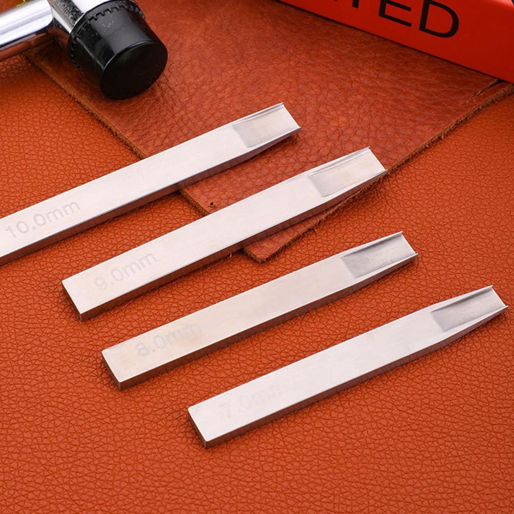 4Pcs/Set 7mm 8mm 9mm 10mm Leather Crafting Tools High Carbon Steel Weaving Cutter Leather Strips DIY Punch Tool